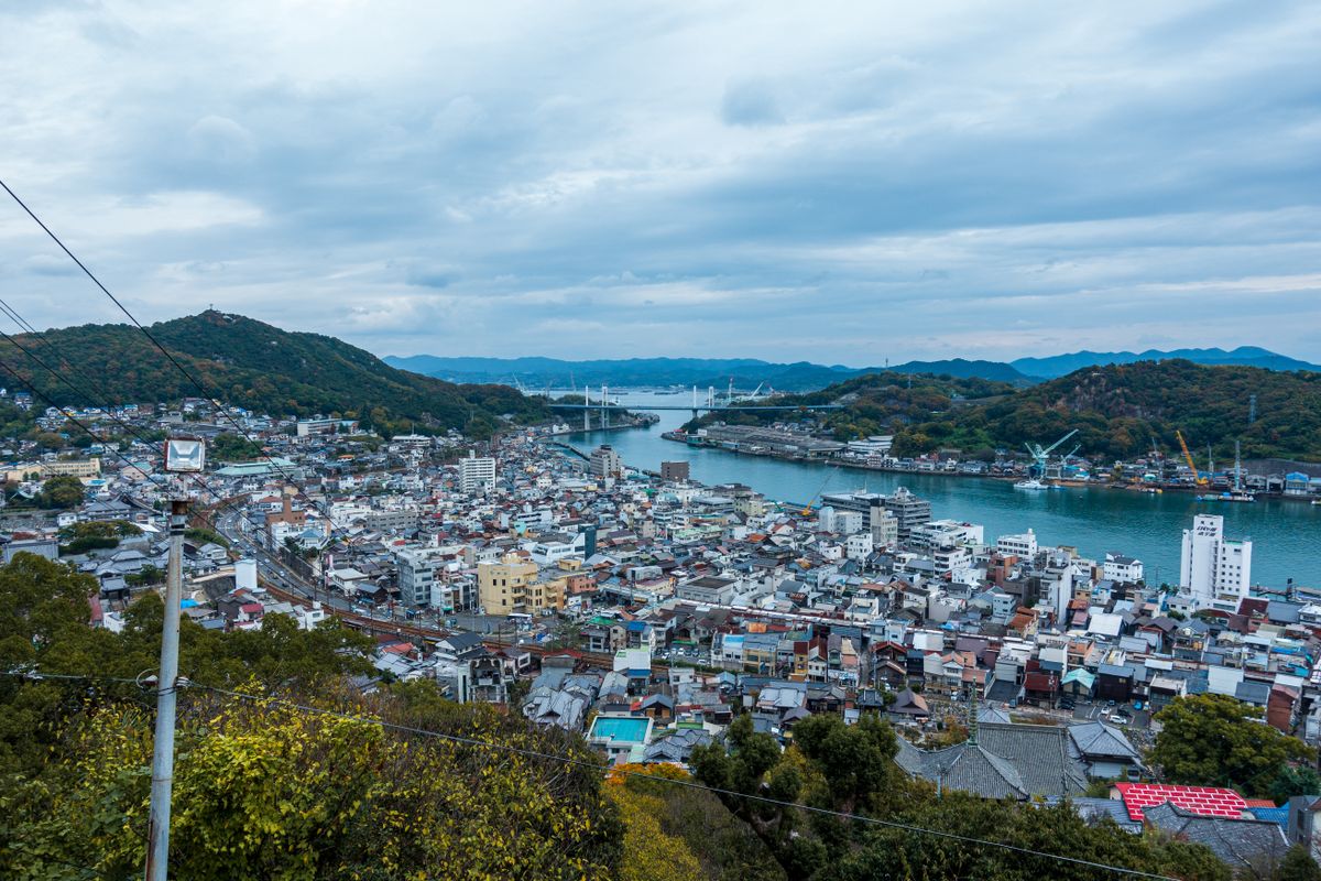 Onomichi and the strait, seen from the Mt. Senkoji observation deck